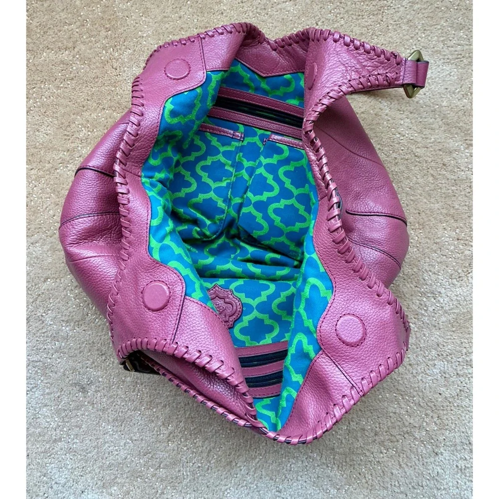 orYANY Pink Leather Hobo Shoulder Barbiecore Classic Textured Top Zip Tassel Y2K